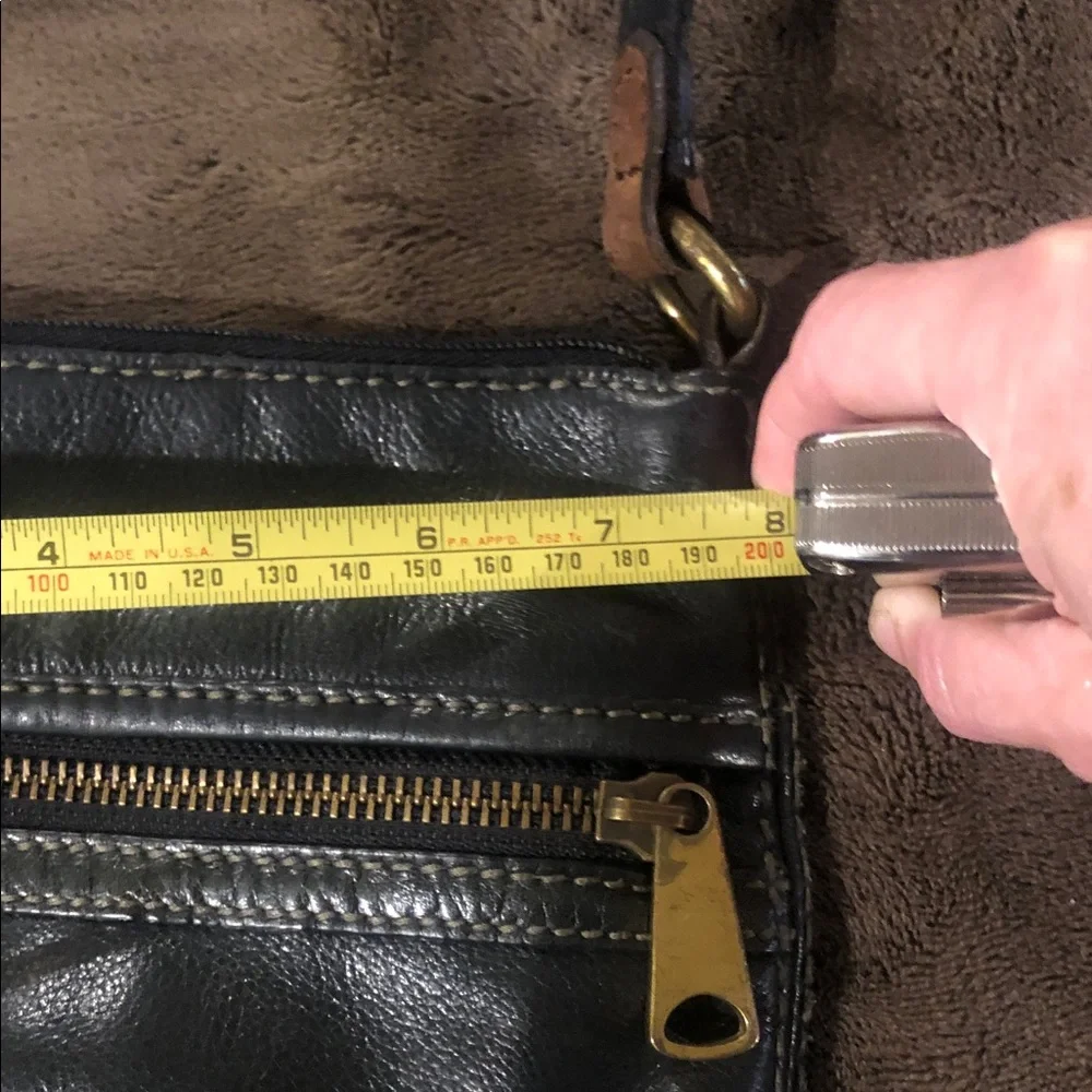 Vintage Fossil Black Leather Crossbody Bag